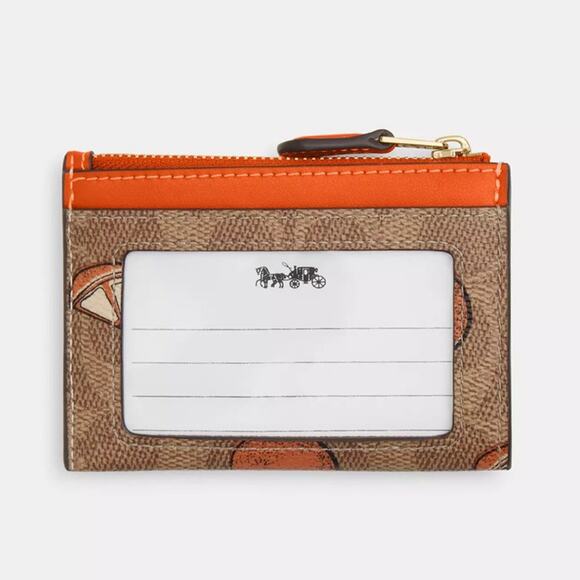🍊Coach Mini Skinny Id Case In Signature Canvas With Orange Print - Picture 2 of 5